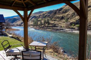 Covered Patio with stunning Salmon River landscape views