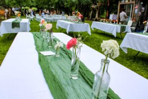 Tables set for guests