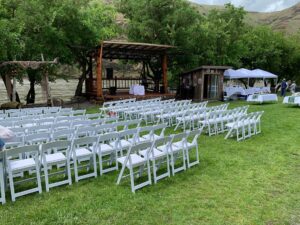 Chairs and Driftwood Stage